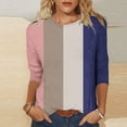 thumbnail image 2 of Chbgutlmr Womens Plus Size Tops Crewneck 3/4 Length Sleeve Color Block Casual Tops Fall Fashion Tshirts, 2 of 5