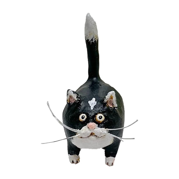 Bewildely Figuras en miniatura de gato talladas a mano Esculturas de resina Colgante Estatua de jardín Adorno para interiores Decoraciones de oficina en Kits de decoración para fiestas No. 4 Bewildely HA043419-04