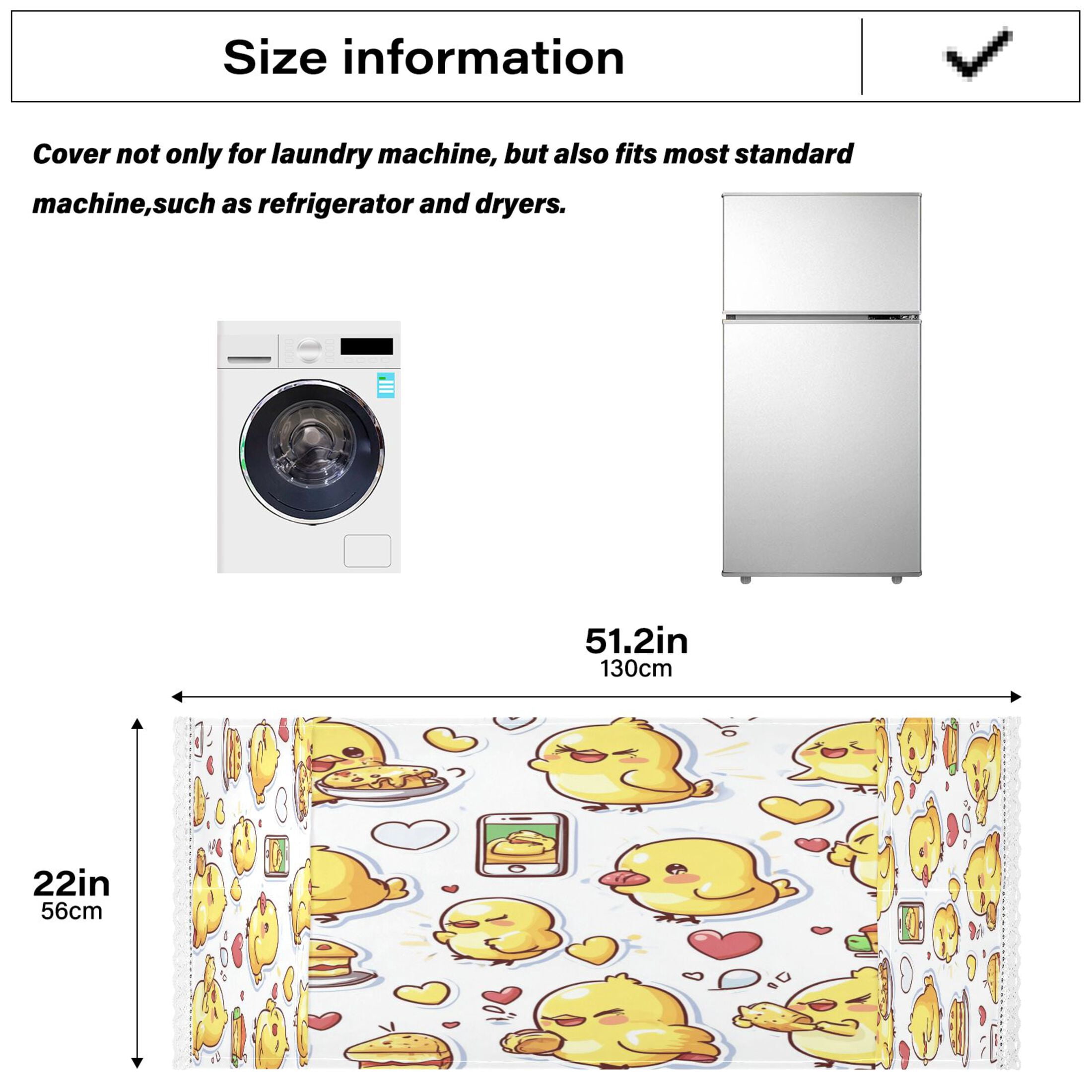 WOBOGO Cute Yellow Chick Pattern Washing Machine Cloth Dryer Refrigerator Top Cover Protective Non-Slip Mat For Kitchen Laundry