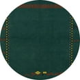 thumbnail image 1 of Ahgly Company Machine Washable Indoor Round Abstract Deep Teal Green Area Rugs, 5' Round, 1 of 7
