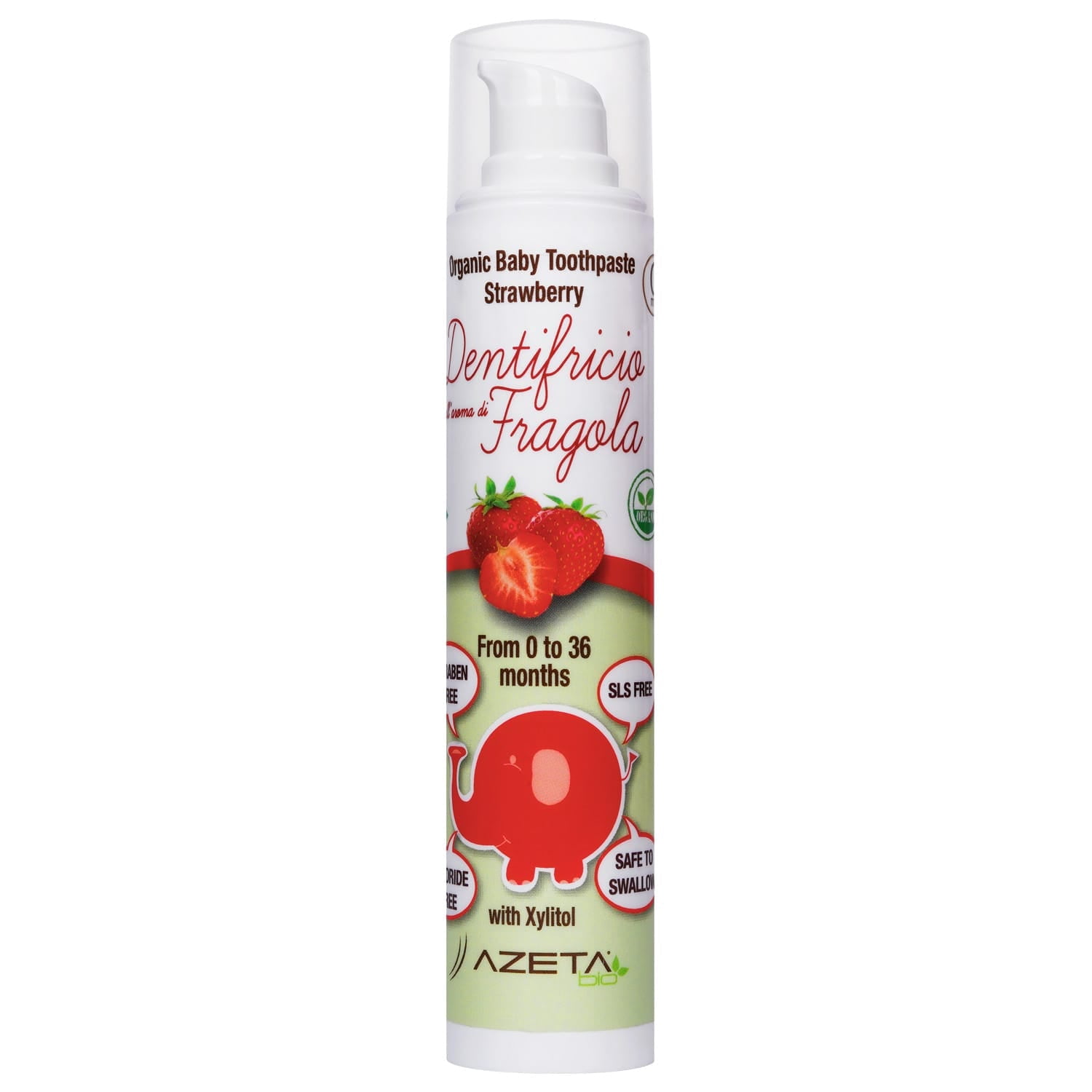 Organic Toothpaste Strawberry 0- 36 months airless - Baby Line - (50 ml ...