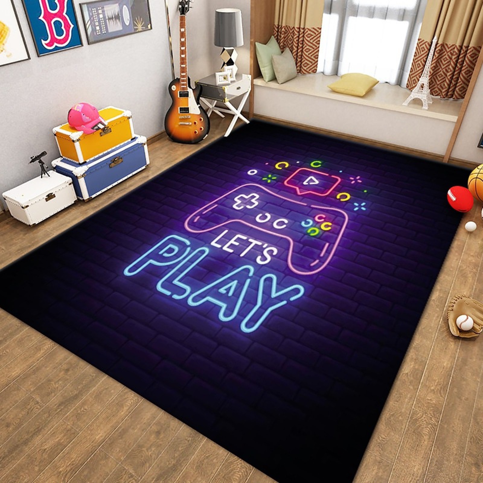 Anime Gamer Rugs For Bedroom Boys Teens Game Gamepad Carpets Living