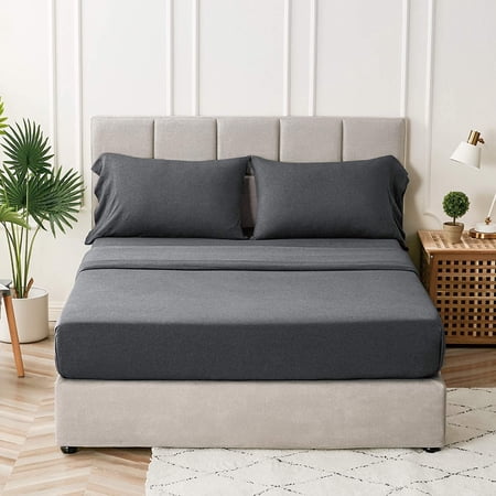 Jersey Knit Sheets Queen Set 100% Cotton T Shirt Bed Sheets for Queen