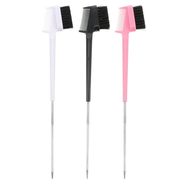 3pcs Cepillo de cejas Mascara Peine de pestañas Cepillos de peine de doble cabeza Color mezclado
