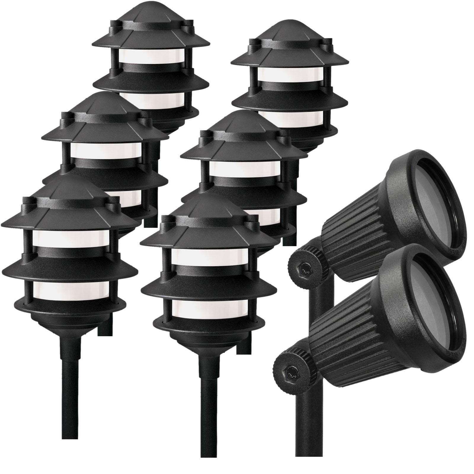 Paradise New Black Cast Aluminum Low Voltage Home Landscape Lighting 8 Piece Set Paradise New Black Cast Aluminum Low Voltage Home Landscape Lighting 8 Piece Set