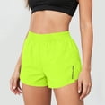thumbnail image 2 of Womens Solid Color Running Shorts with Liner Elastic Waist Quick Dry Athletic Workout Shorts Yellow, 2 of 6