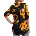 thumbnail image 5 of LETDIOSTO Womens Plus Size Shirts 3/4 Roll Sleeve V Neck Floral Flowy Blouses Tunic Tops, 5 of 6