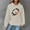 Beige, variant on Holzkary Game Day Hooded Sweatshirt for Women Knit Sweatshirt Football Graphic Long Sleeve Sweater Football Season Pullover Funny Football Graphic Shirt Long Sleeve Game Day Pullover Hoodies White L