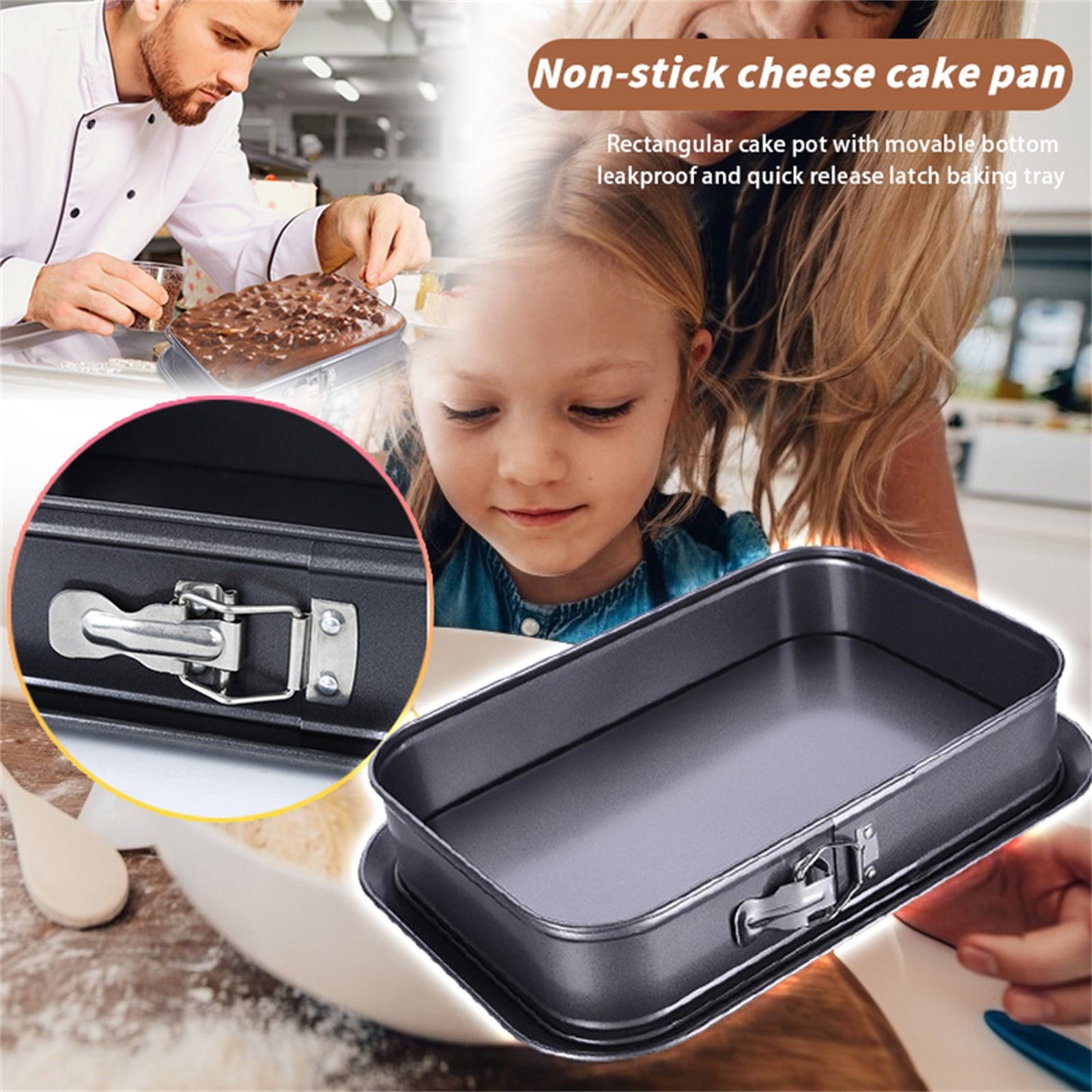 Ghopy 9.5×11×3.2” Springform Pan(Square/Rectangle)Steel Springform  Cheesecake Pan,Non-stick Leakproof Square Cake Pan Bakeware Baking Pans  Cheesecake Pan Cake Pan for Home Kitchen DIY 