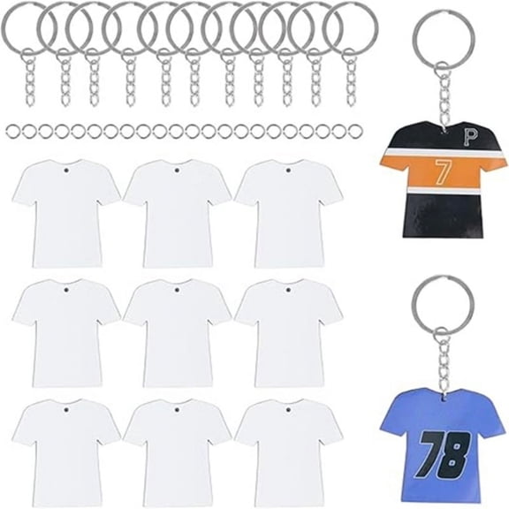 72pcs DIY Acrylic Keychain Set Handmade Heat Tranfer Clothes Key Chains Sublimation Key Rings Backpack Phones Decor