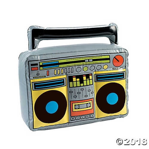 NFLATABLE NOVELTY BLOW UP BOOM BOX MUSICAL 80'S FANCY DRESS PARTY ACCESSORY 