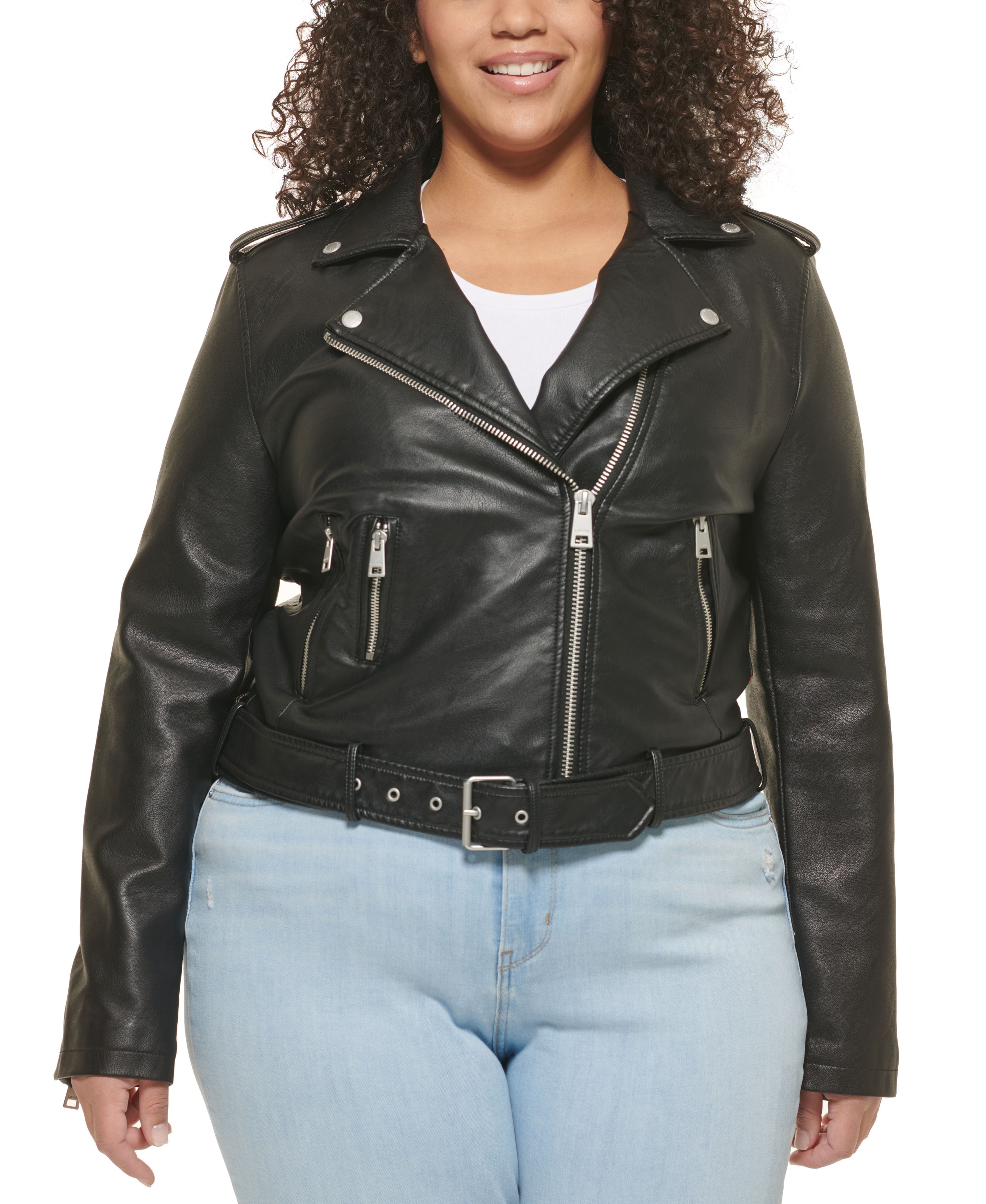Veste Moto Femme Levi’s En Cuir Synthétique - Coupe Ajustée Avec Ceinture - Tailles Standard Et Grande Taille - Look Intemporel - 8