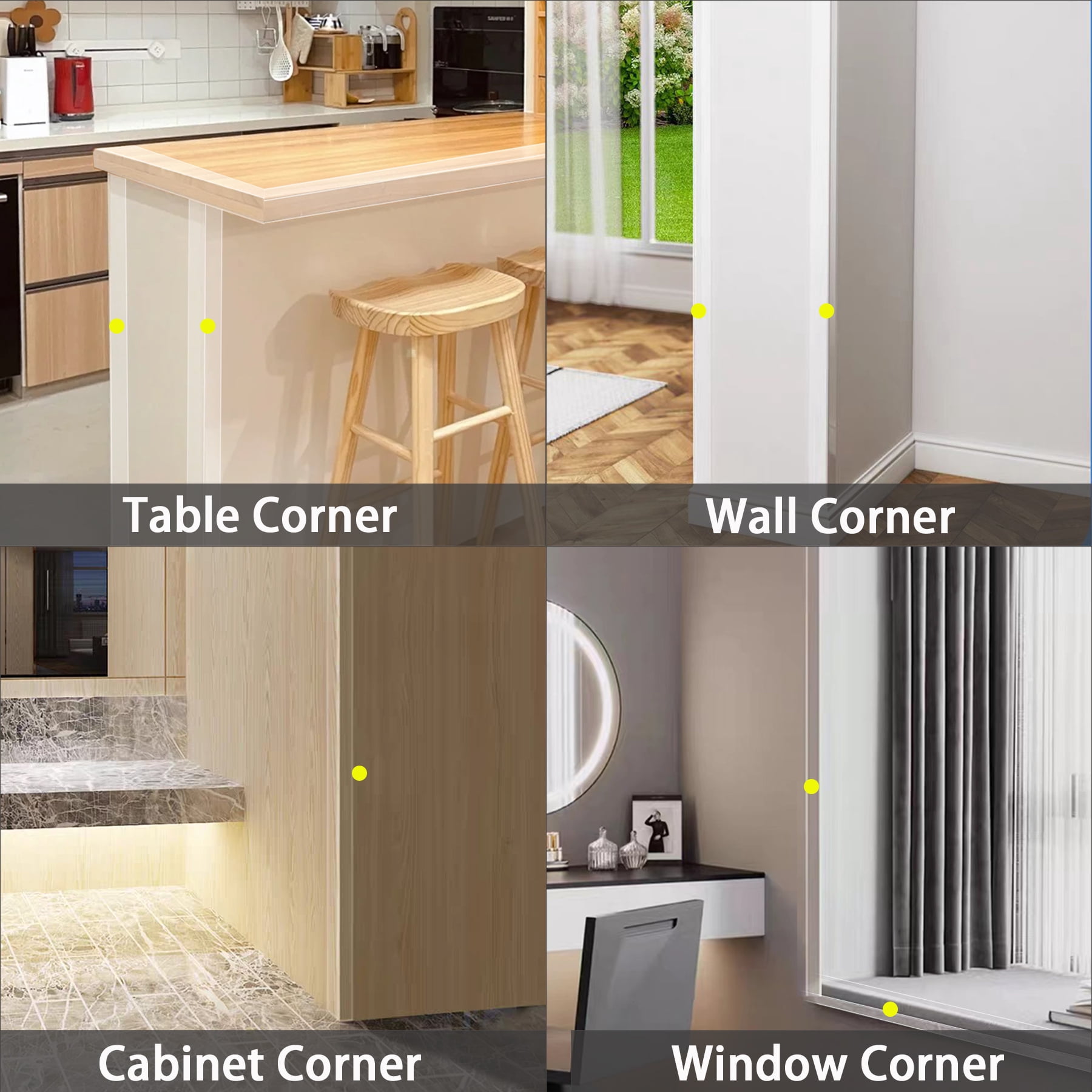 Gaahing 4Pcs Peel and Stick Clear Corner Guards, Self-Adhesive L-Shaped Outside Corner Shield for Wall Edge Furniture Door Frame Protector Bumper