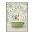 thumbnail image 2 of Kate and Laurel Sylvie Lion Cub in Wild Safari Bath Framed Canvas Wall Art by Amy Peterson Art Studio, 18x24 White, Cute Animal Bathtub Art for Wall, 2 of 6
