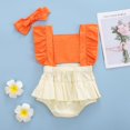 thumbnail image 2 of Gibobby Mameluco para niña Verano bordado estampado volante naranja sin mangas bebé niño Onesie bebé gateando ropa(Beige, 6-12 Meses), 2 of 4
