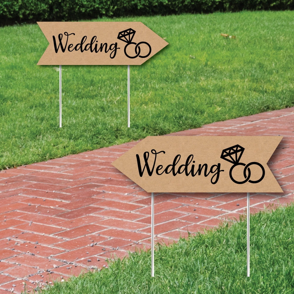 custom personalized wedding yard lawn sign directional with h stake coroplast