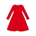thumbnail image 3 of Girls Dress Red Casual Cotton Long Sleeve Dress 4 Years, 3 of 5