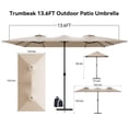 thumbnail image 6 of Gotland 14FT Outdoor Patio Umbrella with Base, UV Protection & Waterproof Double-Sided Rectangle Umbrella with Crank Handle & 12 Sturdy Ribs, Table Umbrella for Garden, Deck, Pool - Sand, 6 of 6
