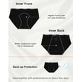 thumbnail image 6 of INNERSY Period Underwear for Teen Girls Cotton Leakproof Menstrual Panties 3 Pack (12-14 Years,Black with White Piping), 6 of 9