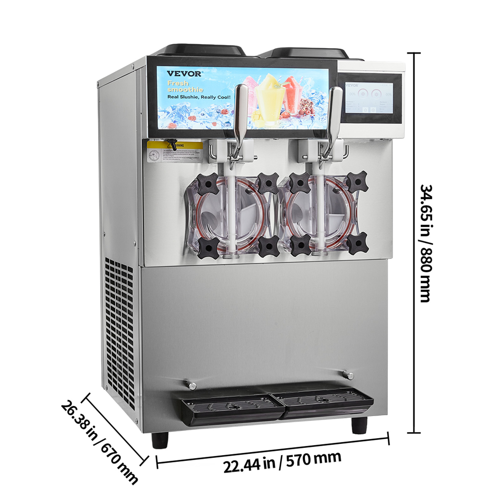 VEVOR Commercial Slushy Machine, 2 x 12L / 3.17 Gal Double Tanks, Cool and Freeze Modes, Stainless Steel Margarita Smoothie Frozen Drink Maker, Slushie Machine for Party Cafes Restaurants Bars Home