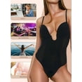 thumbnail image 6 of Sveltors Black Thong Shapewear Bodysuit for Women Tummy Control Low Back U Plunge Backless Body Shaper Fajas, 6 of 6