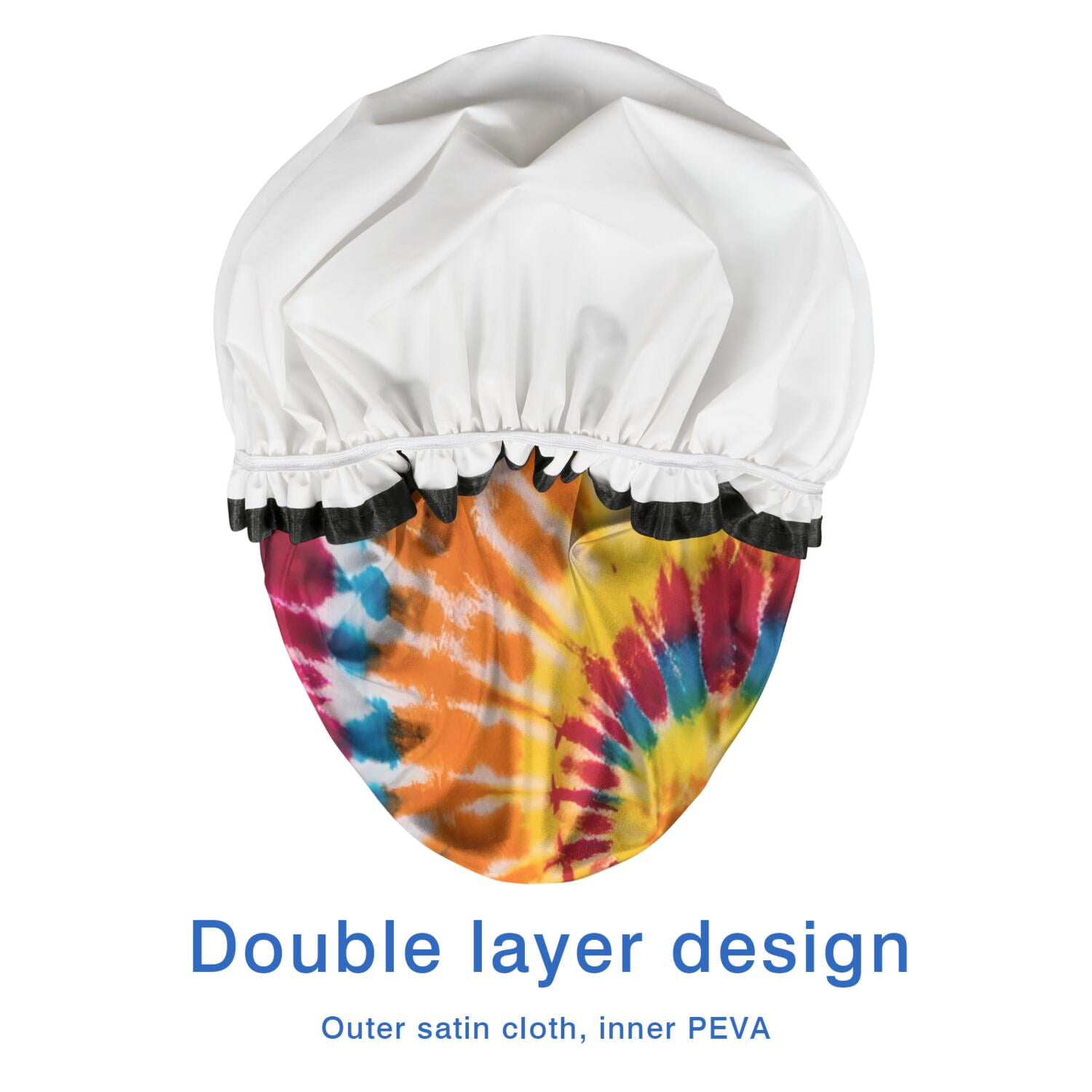 Shower Caps,Colorful Tie Dye Pattern Waterproof Shower Cap for Women 4 Pieces,Double Reusable Hair Cover for Shower PEVA Elastic Stretch Hem