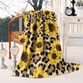 thumbnail image 2 of Beige Leopard Sunflower Pattern Blanket,Comfortable Soft Lamb Wool Throw Blanket,All Season,Warm Lightweight Blankets for Sofa Bed Couch Living Room Chair,50"x60", 2 of 4