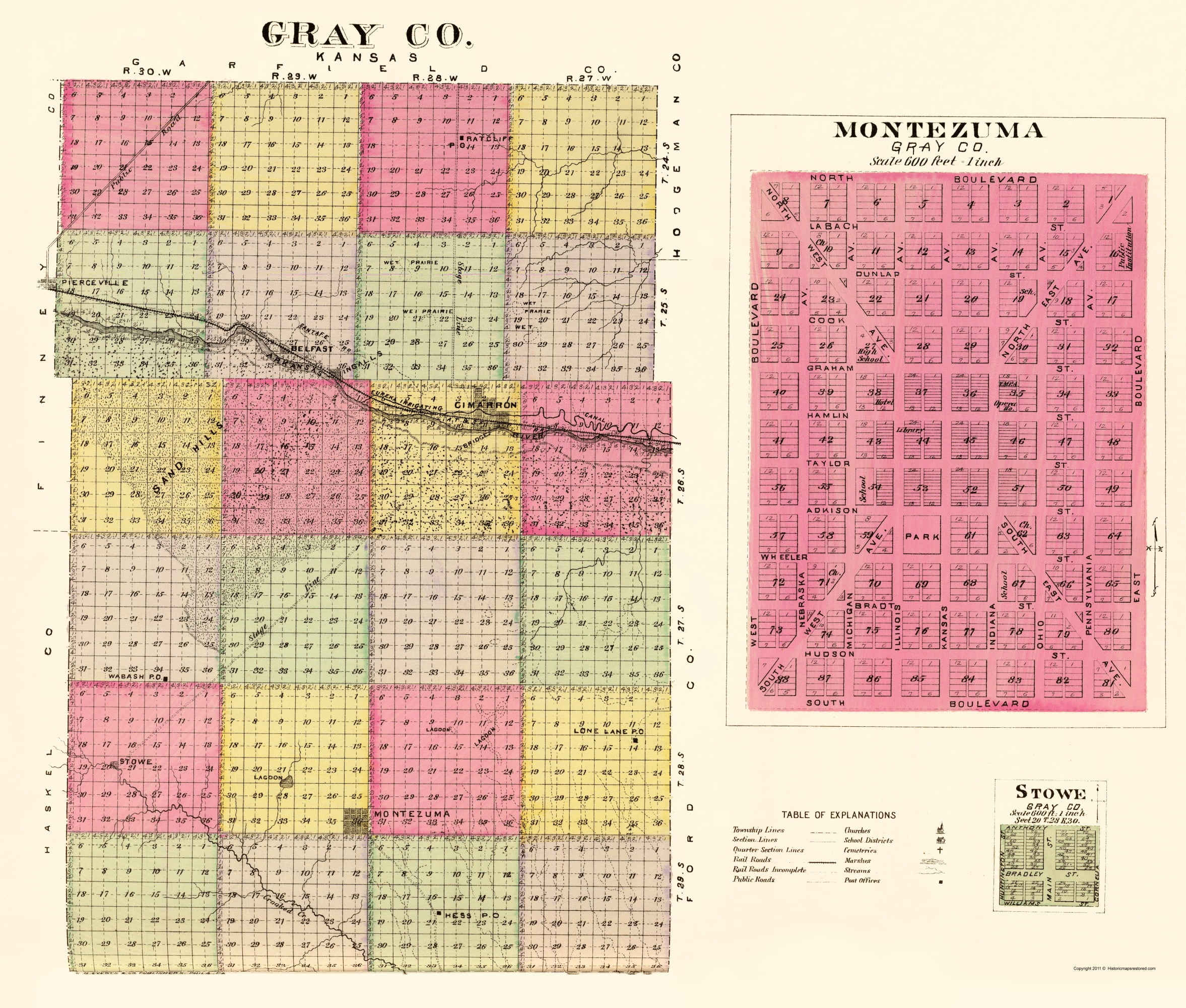 Gray County Kansas Everts 1887 23.00 x 27.07 Matte Art Paper