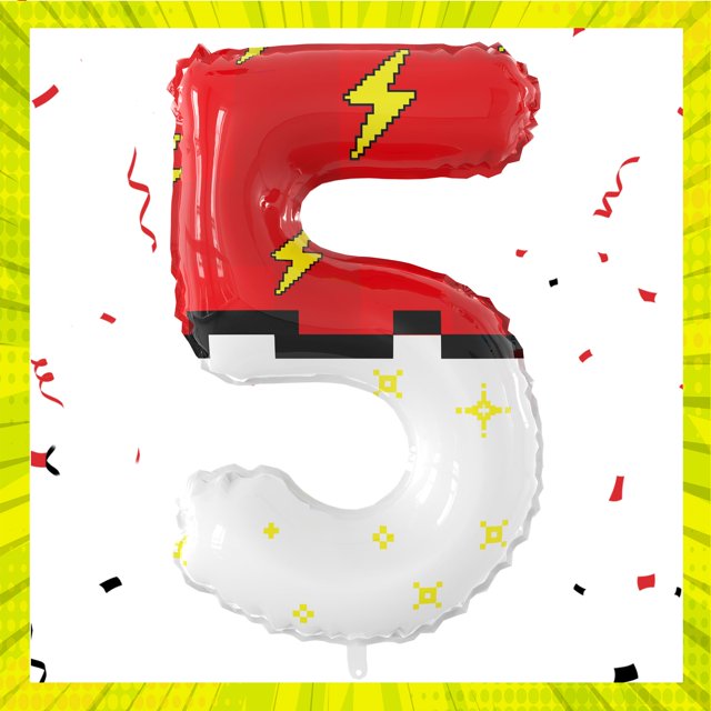 Globos con números JUANBUDONG, 40 cm, diseño rojo y blanco de dibujos animados
