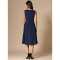 thumbnail image 3 of DARING DIVA Notch V Neck A-Line Office Dress L Dark Blue, 3 of 6