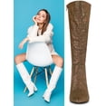 thumbnail image 2 of Unique Bargains Women's Pointy Toe Sparkle Glitter Stiletto Heel Knee High Boots, 2 of 6