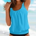 thumbnail image 5 of Zhden Tankini Tops for Women Tummy Control Blouson Tankini Top Women Swimwear Top Only（Blue,5XL）, 5 of 6