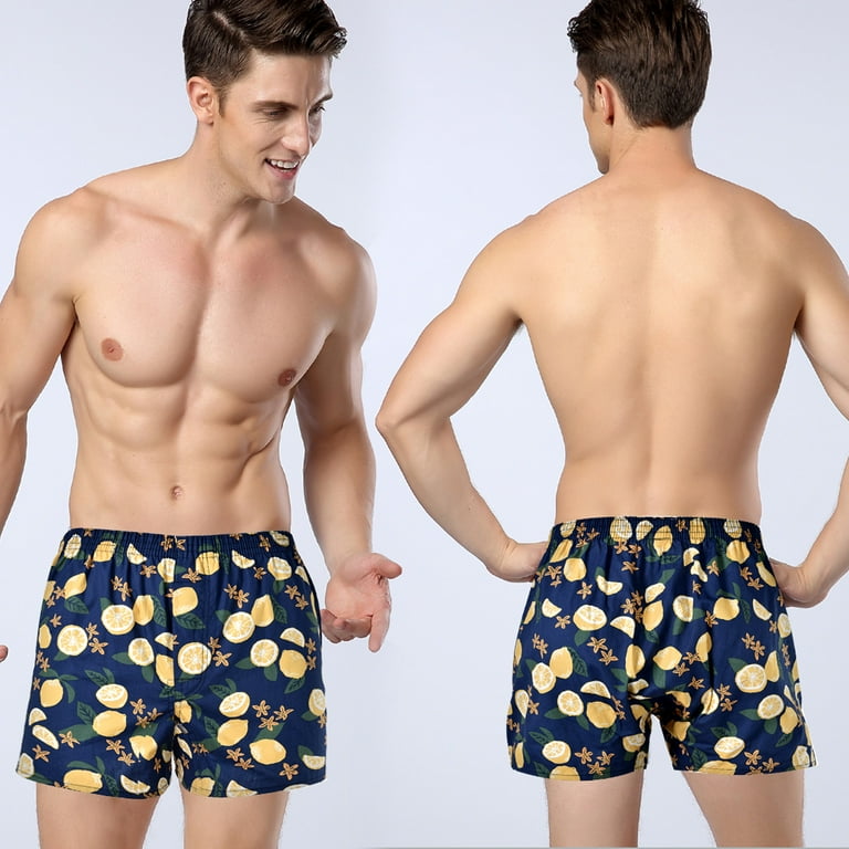 CINVIK Mens Lemon Boxer Shorts Multipack Pajamas Men Boxers Cotton