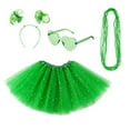 thumbnail image 1 of Fiudx Conjunto de Disfraz para El Día de San Patricio: Falda Tutú Verde, Gafas de Sol con Forma de Corazón, Diadema de Plumas y Collar de Cuentas. Ideal para Fiestas, Festivales y Cumpleaños. Ajuste, 1 of 6