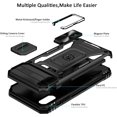 thumbnail image 4 of iPhone XR Case with Slide Camera Cover Drop Tested Military Grade Heavy Duty Protective Durable Sturdy Rotate Ring Kickstand Phone Case for iPhone XR(Black), 4 of 7