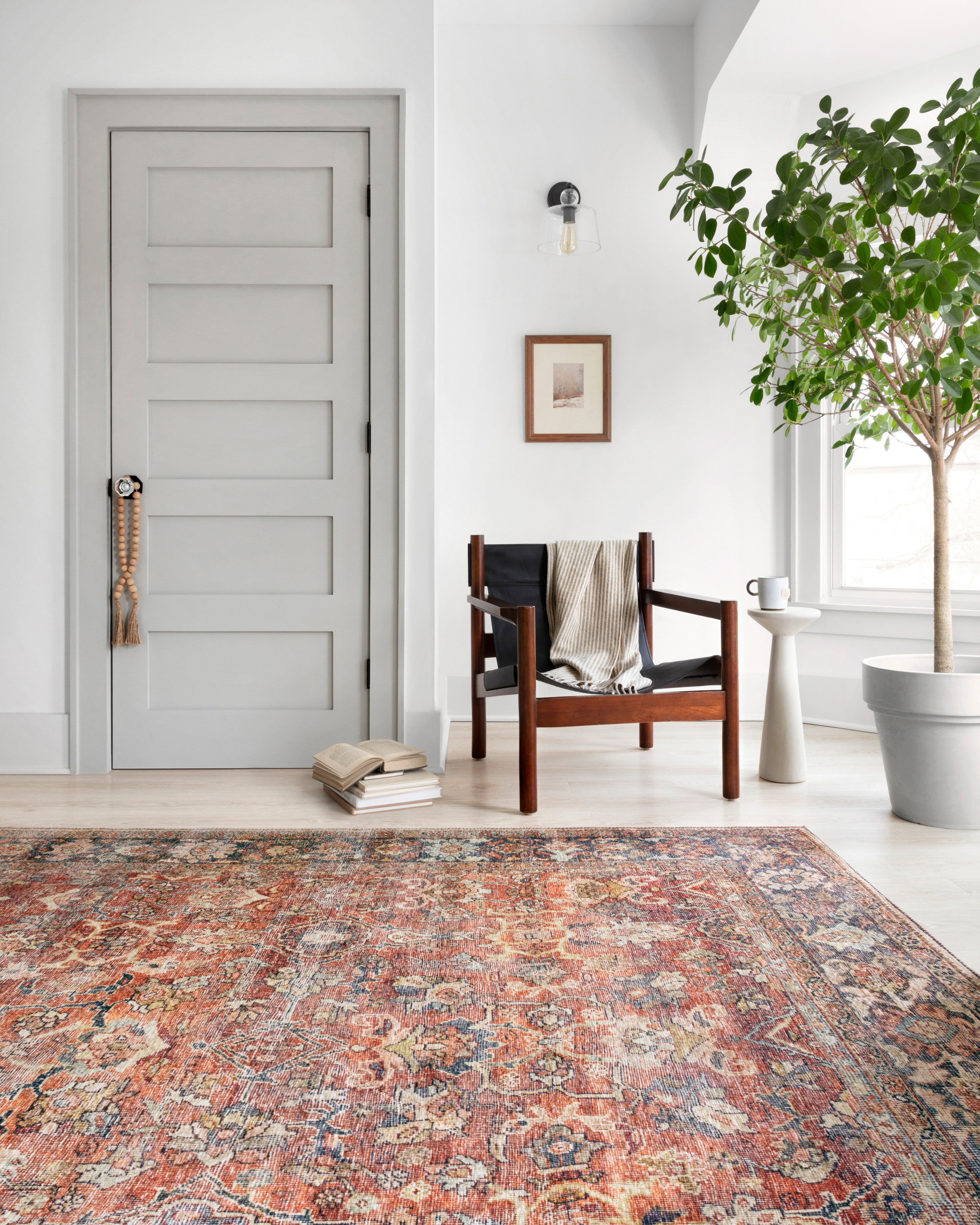 Loloi Layla Printed Oriental Distressed Spice / Marine Area Rug
