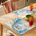 thumbnail image 4 of Blue Beach Coastal Placemats Set of 6 Summer Starfish Nautical Shell Place Mats Indoor Wipeable Table Mats Washable Cloth Dining Table Placemats for Kitchen Holiday Party Home Decor 13x19 Inch, 4 of 9