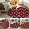 thumbnail image 5 of Round Rugs 6Ft, Deep Red Morocco Round Area Rug Washable Indoor Throw Carpet, Retro Farmhouse Quatrefoil Plaid Soft Non Slip Circle Rug for Office Cabinet Home Decor Aesthetic, 5 of 8