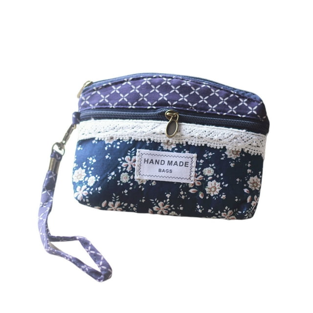 Maytalsory Portefeuille en Tissu Rural Léger, Motif en Toile durable Petit Sac à Petit style Rural Portefeuille Motif Rural pour Femmes Bleu