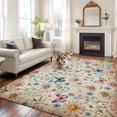 thumbnail image 2 of Large Area Rugs for Living Room Bedroom, Pink Spring Floral 8'x10' Rug Washable Carpet Runner Indoor Outdoor, Elegant Pastoral Flowers Butterflies Vintage Non Slip Floor Mats Rug for Kitchen, Patio, 2 of 8