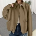 thumbnail image 2 of Vinsonshop Bomber Jacket Women Womens Jackets Casual Oversized Bomber Jacket Women Casual Outerwear Business Casual Jackets for Women Motorcycle Jacket Women Spring Jackets Khaki XXL, 2 of 4