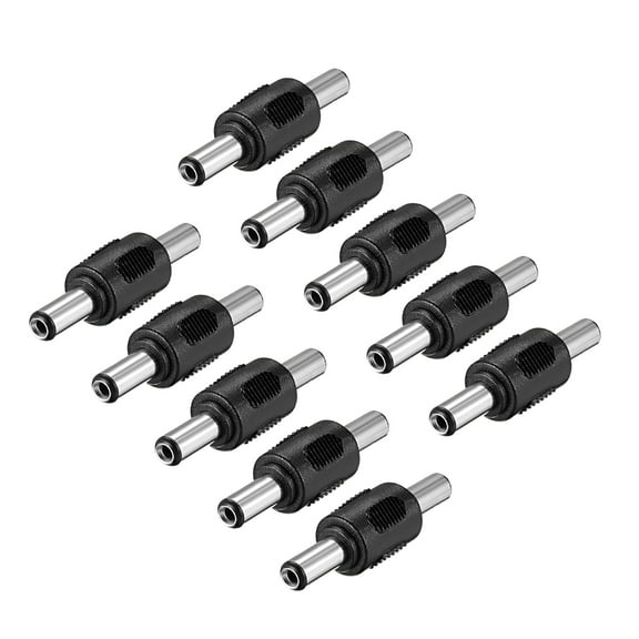 10Pcs DC Male to Male Connector 5.5mm x 2.5mm Cable Jack Adapter Black