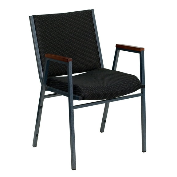 Flash Furniture HERCULES Series Heavy Duty Black Dot Fabric Stack Chair with Arms