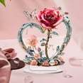 thumbnail image 2 of SSNTSY Rose Tabletop Ornament, 2D Acrylic Love Rose, Butterfly Pattern Rhinestones Desktop Ornament for Home Decoration Mother's Day Valentines Gifts, 2 of 5