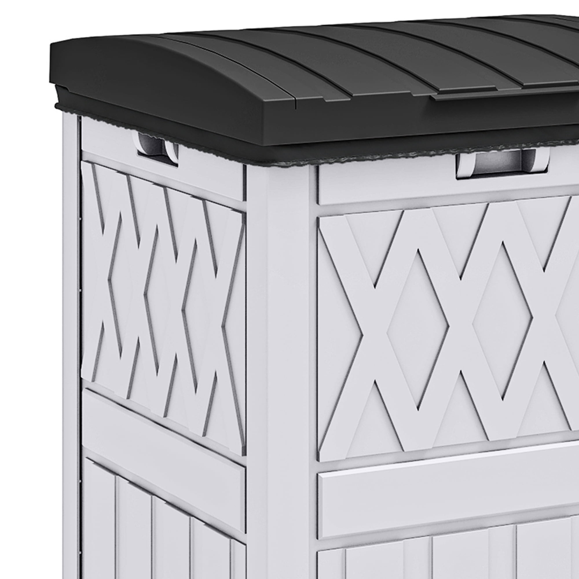Uforic 32 Gallon Outdoor Trash Can, Waterproof Resin Garbage Bin with Lid & Drip Tray for Porch Backyard Patio, White & Black