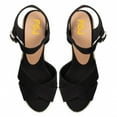thumbnail image 4 of FSJ Women Peep Round Toe Espadrille Wedge High Heels Cross Strap Buckled Platform Sandals Summer Date Casual Dress Shoes Size 8 Black, 4 of 5