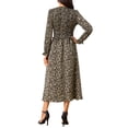 thumbnail image 3 of DARING DIVA Women's Leopard Print Long Sleeve Ruffle Tie Dress M Brown, 3 of 6