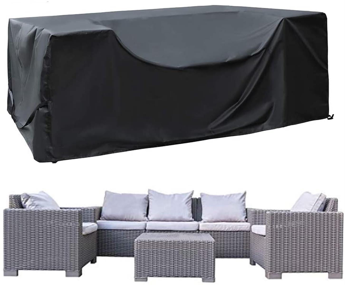 PICTURESQUE Oxford Sofa Protective Cover Waterproof Tear-resistant Garden Sofa Furniture Covers Black S