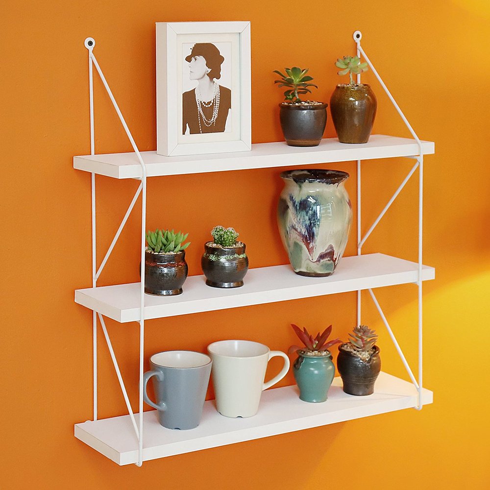 Welland 3Tier Display Wall Rack Wall Shelf, White, 23.5"L x 6.25"W x