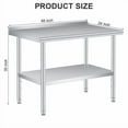 thumbnail image 3 of Ataucjin Stainless Steel Table for Prep & Work with Backsplash 30 x 24 Inches, Commercial Heavy Duty Table with Adjustable Under Shelf for Commercial Kitchen Restaurant Busines, 3 of 7